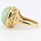 Natural Green Jade Cabochon Ring in 14K Yellow Gold (Round, 12.90ct) IGI Cert.