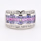 IGI Certified 14K White Gold Multi-Color Gemstone & Diamond Ring Size 8