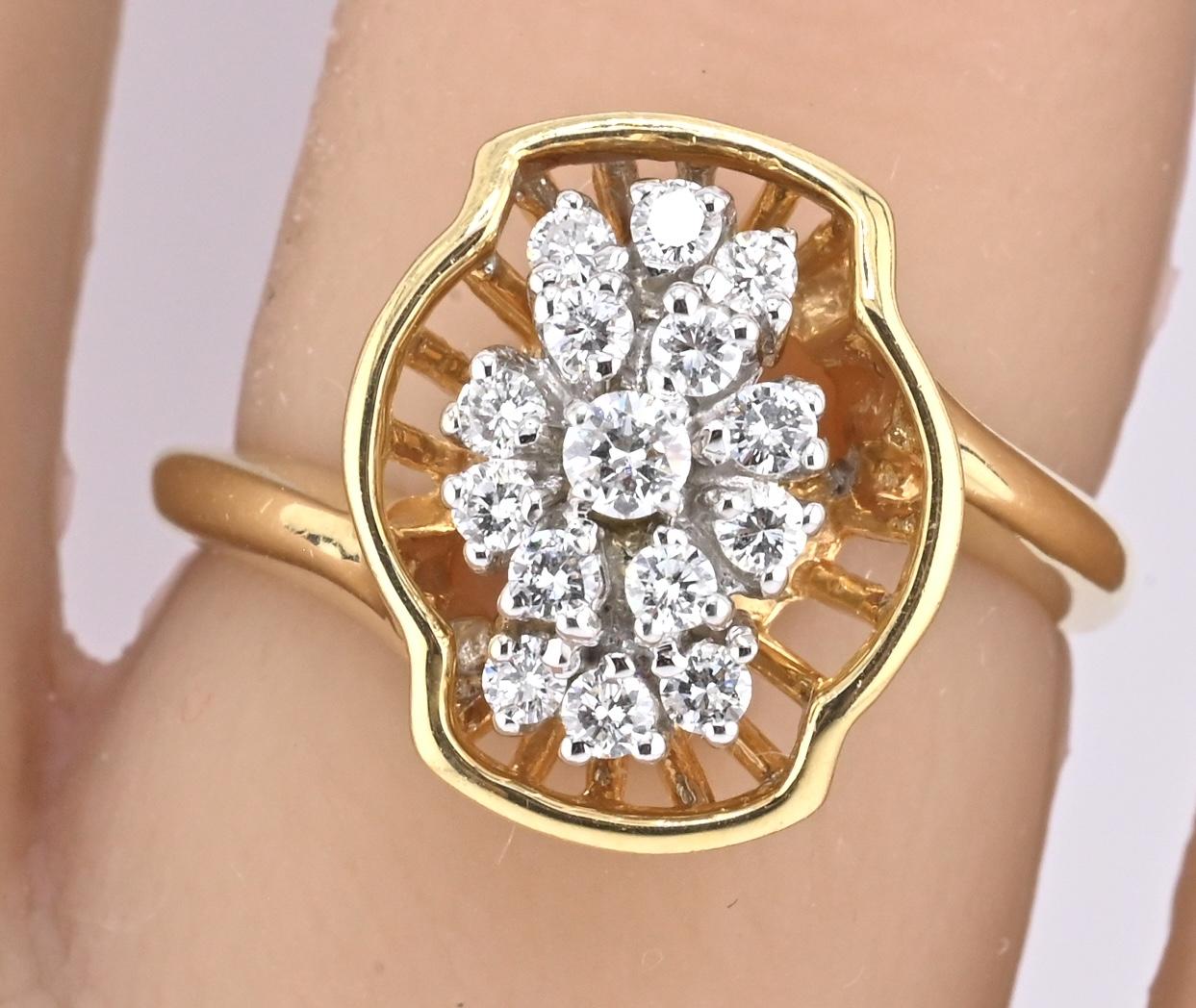 14K Yellow Gold Diamond Ring With VS2 Stones 0.41 Carats IGI Certified Size 6.5
