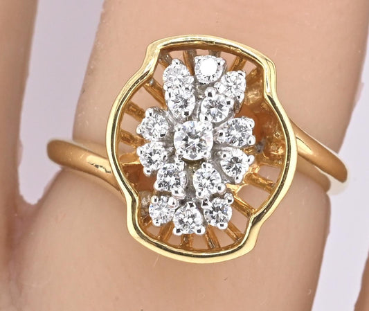 14K Yellow Gold Diamond Ring With VS2 Stones 0.41 Carats IGI Certified Size 6.5
