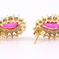 IGI Certified 14K Yellow White Gold Earrings Red Topaz Natural Diamonds