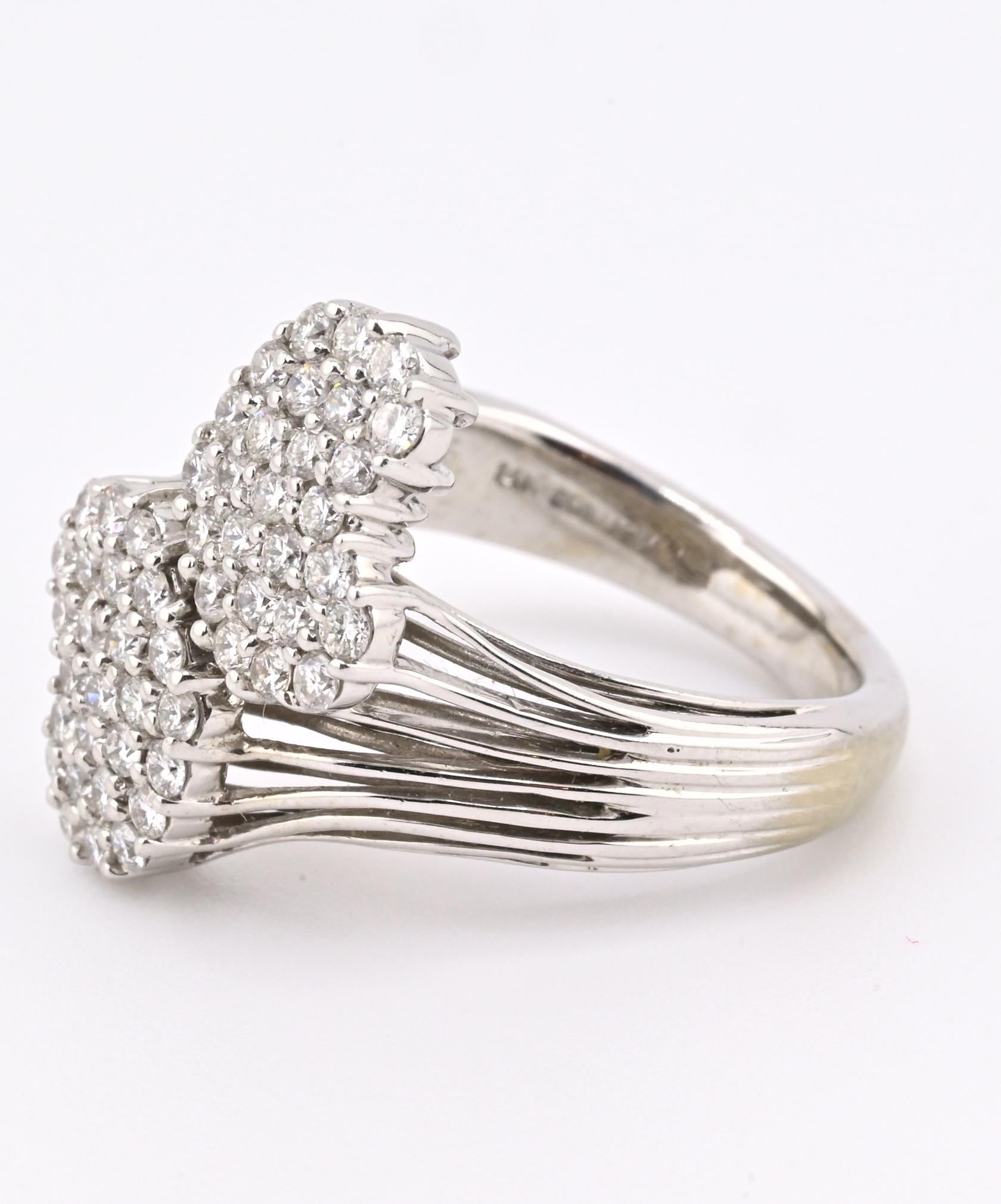 Sonia B 14K White Gold Cluster Diamond Ring – 0.90 TCW, IGI Certified, Size 7
