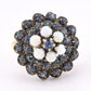Antique 10K Yellow Gold Ring 1.91ct Natural Sapphires & 0.60ct Opals Size 6.25