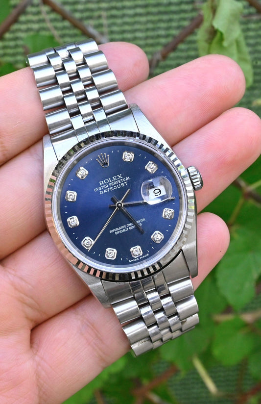Rolex Datejust 16234 Stainless Steel – Factory Diamond Dial No Holes Y Series