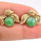 IGI Certified 14K Yellow Gold Jadeite Floral Earrings | 7.00ct Green Jade