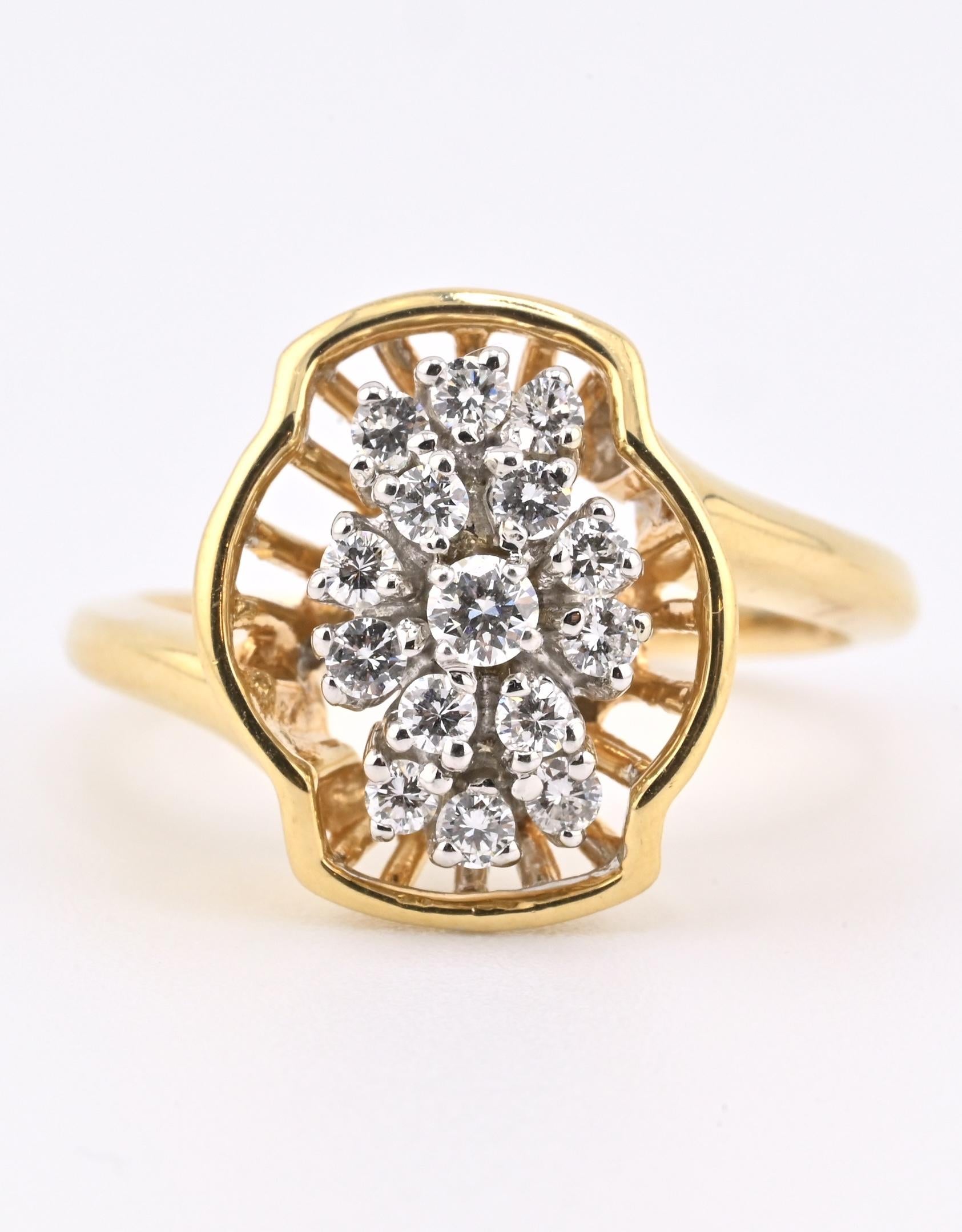 14K Yellow Gold Diamond Ring With VS2 Stones 0.41 Carats IGI Certified Size 6.5
