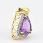 IGI Certified 14K White  Yellow Gold Pendant 5.25ct Amethyst  0.15ct Diamond