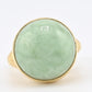 Natural Green Jade Cabochon Ring in 14K Yellow Gold (Round, 12.90ct) IGI Cert.