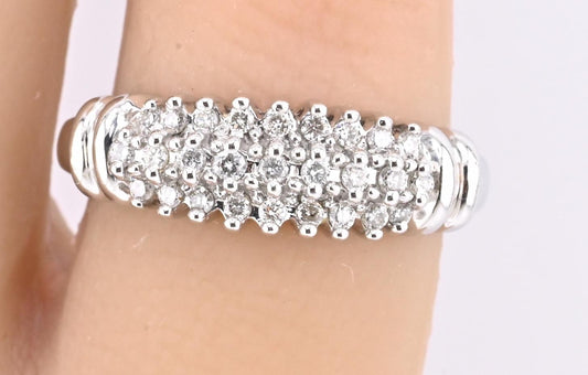IGI Certified 14K White Gold Diamond Band – 0.25ct, 27 Natural Diamonds Size 4