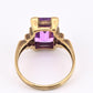 10K Yellow Gold Sapphire Ring Art Deco / Retro Era IGI Certified Size 6.75