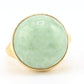 Natural Green Jade Cabochon Ring in 14K Yellow Gold (Round, 12.90ct) IGI Cert.
