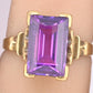 10K Yellow Gold Sapphire Ring Art Deco / Retro Era IGI Certified Size 6.75