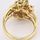 IGI Certified 14K Yellow Gold Emerald & Diamond Cluster Ring Size 4.75