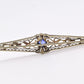 Art Deco Brooch in 14K White Gold with Blue Sapphire & Diamonds IGI Certified