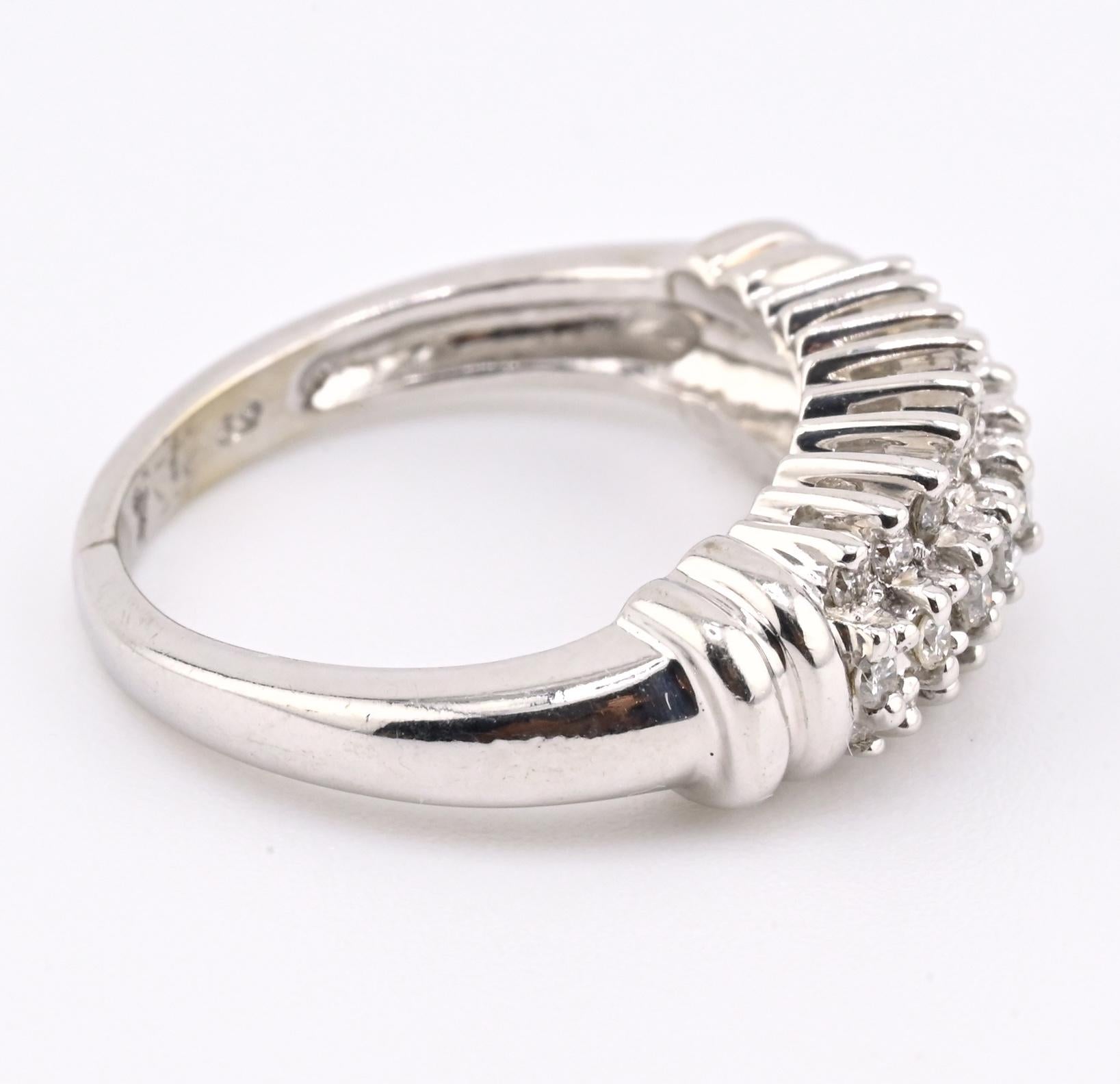 IGI Certified 14K White Gold Diamond Band – 0.25ct, 27 Natural Diamonds Size 4