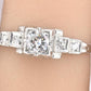 IGI Certified Platinum Art Deco Ring 0.30ct Natural Diamonds Size 5.75