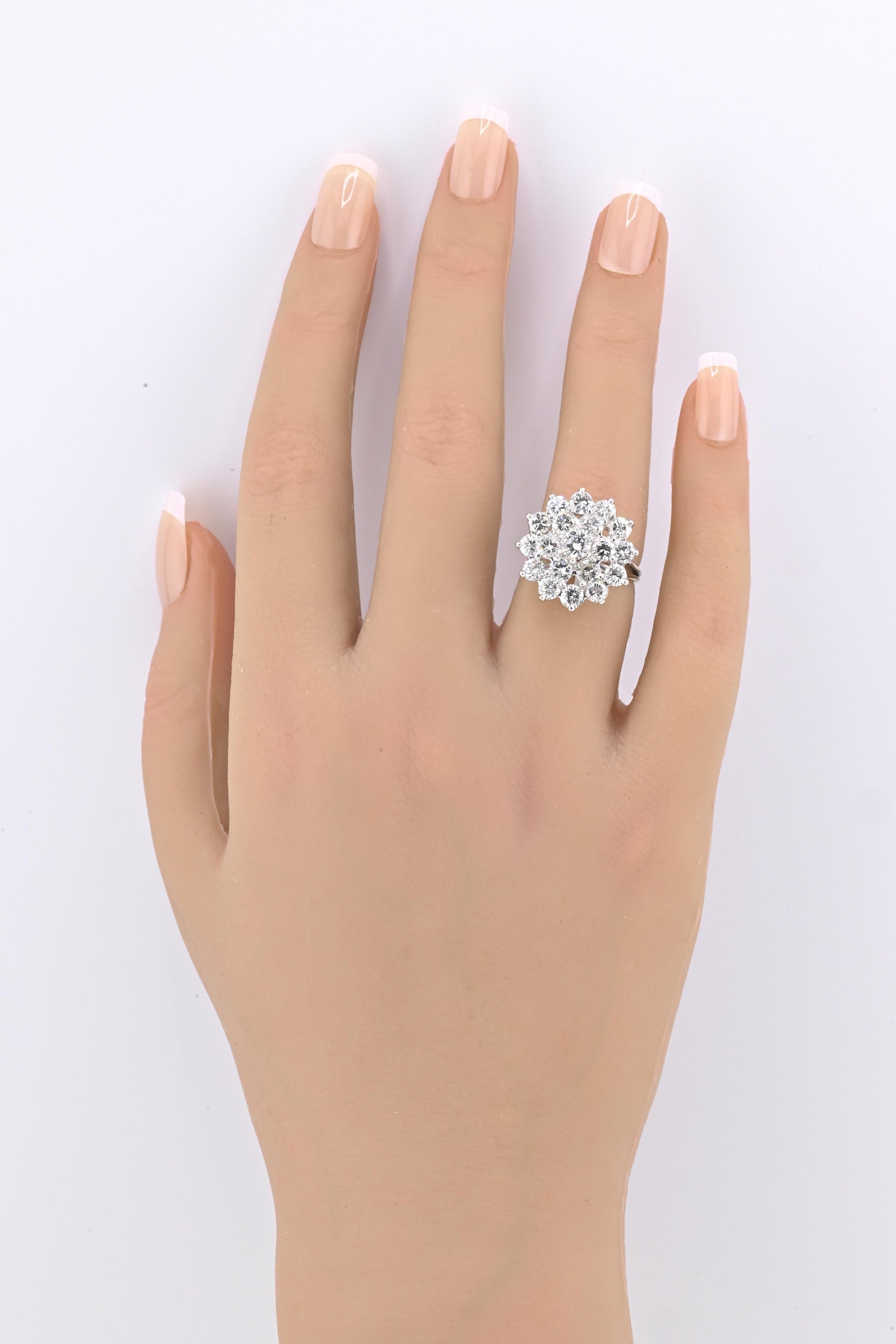 14K White Gold Ring With 3.55 Carats of Natural Diamonds IGI Certified Size 5
