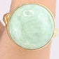 Natural Green Jade Cabochon Ring in 14K Yellow Gold (Round, 12.90ct) IGI Cert.