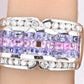 IGI Certified 14K White Gold Multi-Color Gemstone & Diamond Ring Size 8