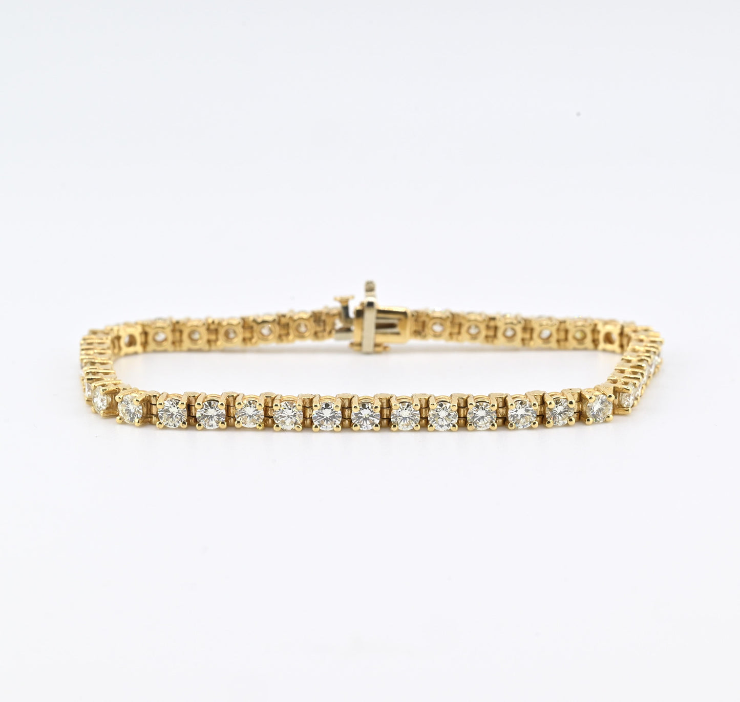 14K Yellow Gold Diamond Tennis Bracelet Approx 5 Carats Natural Diamonds