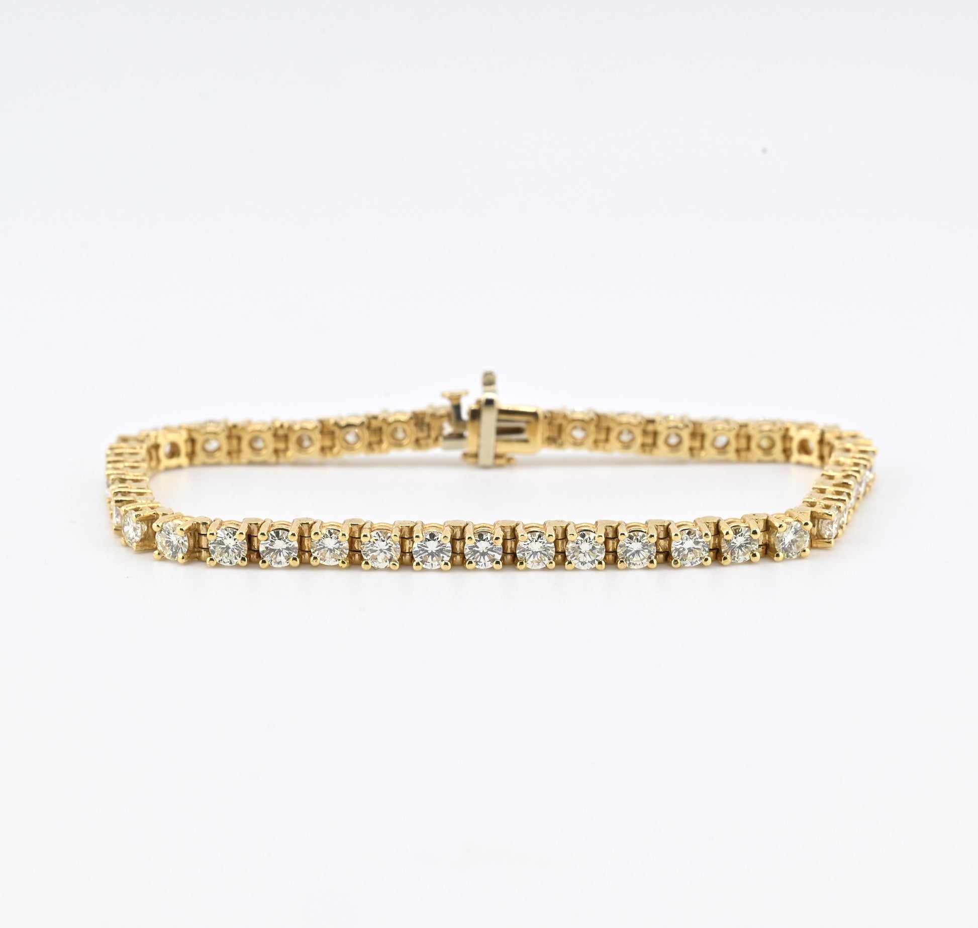 14K Yellow Gold Diamond Tennis Bracelet Approx 5 Carats Natural Diamonds