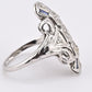 IGI Certified 18K White Gold Art Deco Diamond & Sapphire Ring Size 5.5
