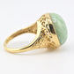 Natural Green Jade Cabochon Ring in 14K Yellow Gold (Round, 12.90ct) IGI Cert.