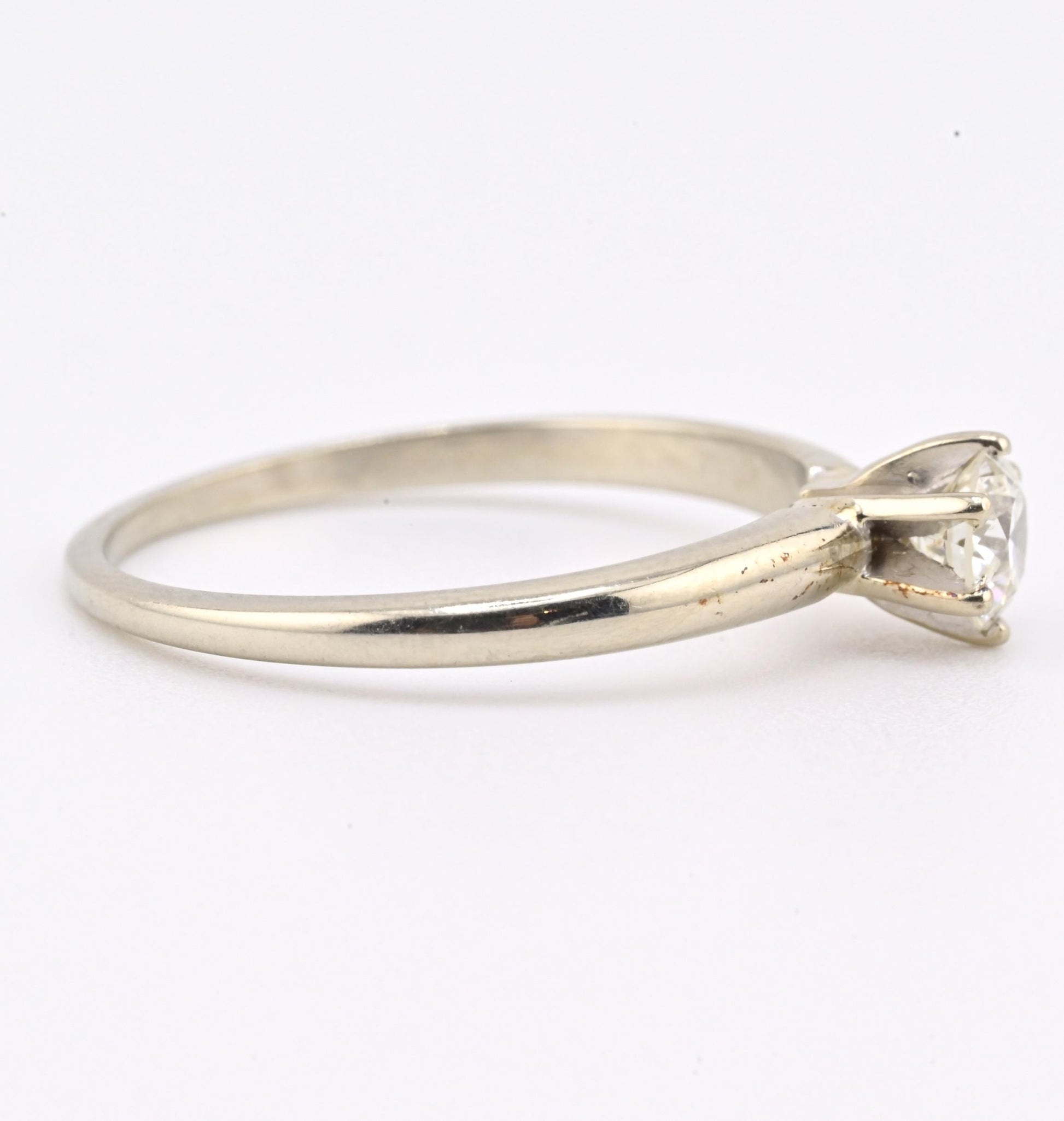 IGI Certified 14K White Gold Solitaire Diamond Ring – 0.45ct, Size 7.5
