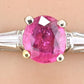 Natural Ruby & Diamond Ring 14K White Gold  IGI Cert Ring Size 6