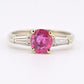 Natural Ruby & Diamond Ring 14K White Gold  IGI Cert Ring Size 6