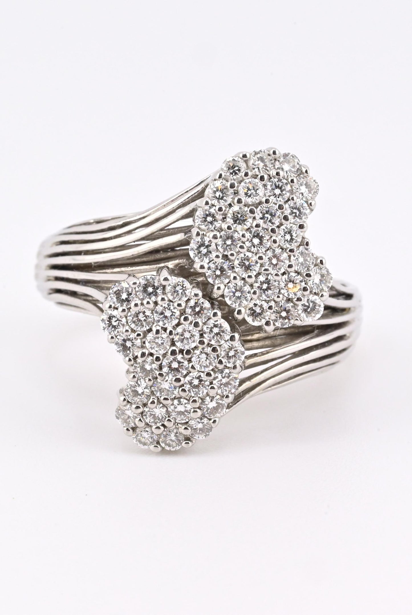 Sonia B 14K White Gold Cluster Diamond Ring – 0.90 TCW, IGI Certified, Size 7