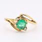 14K Yellow Gold Emerald & Diamond Ring .75 Carat Emerald IGI Certified Size 5.75