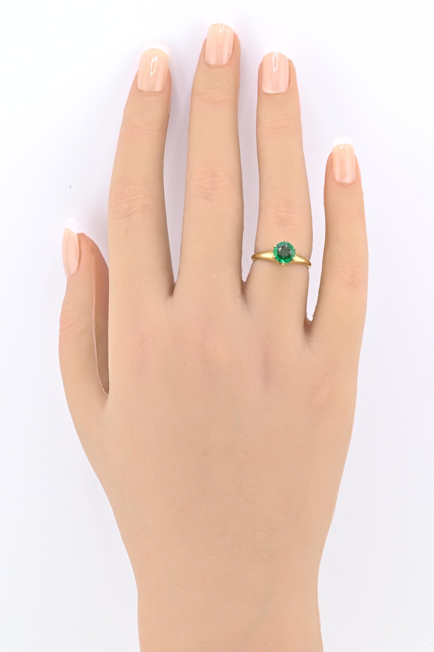 IGI Certified 14K Yellow Gold Ring | Natural Green Gemstone | Size 5.75