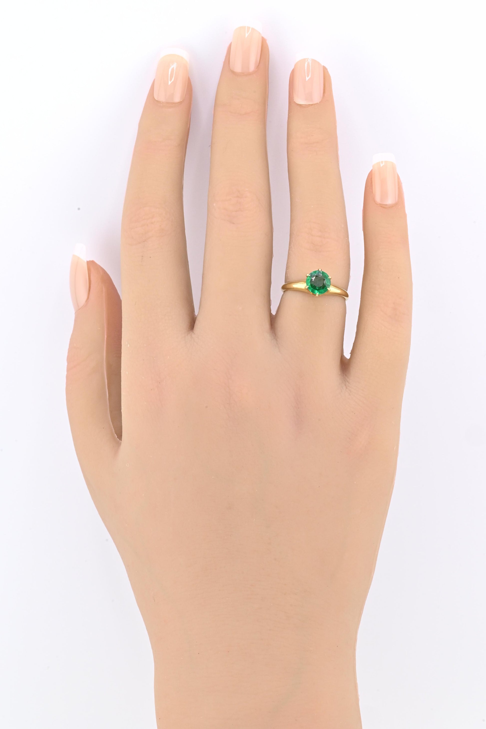 IGI Certified 14K Yellow Gold Ring | Natural Green Gemstone | Size 5.75