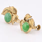 IGI Certified 14K Yellow Gold Jadeite Floral Earrings | 7.00ct Green Jade