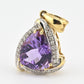 IGI Certified 14K White  Yellow Gold Pendant 5.25ct Amethyst  0.15ct Diamond