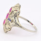 18K White Gold Ruby & Sapphire Ring Art Deco Period IGI Certified Ring Size 9.25