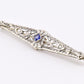Art Deco Brooch in 14K White Gold with Blue Sapphire & Diamonds IGI Certified