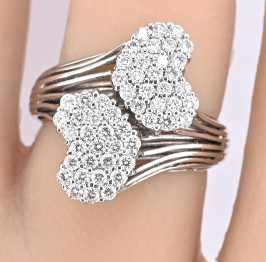 Sonia B 14K White Gold Cluster Diamond Ring – 0.90 TCW, IGI Certified, Size 7