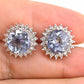 Natural Blue Topaz Diamond Halo Earrings in 14K  White Gold IGI Certified