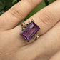 10K Yellow Gold Sapphire Ring Art Deco / Retro Era IGI Certified Size 6.75
