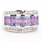 IGI Certified 14K White Gold Multi-Color Gemstone & Diamond Ring Size 8