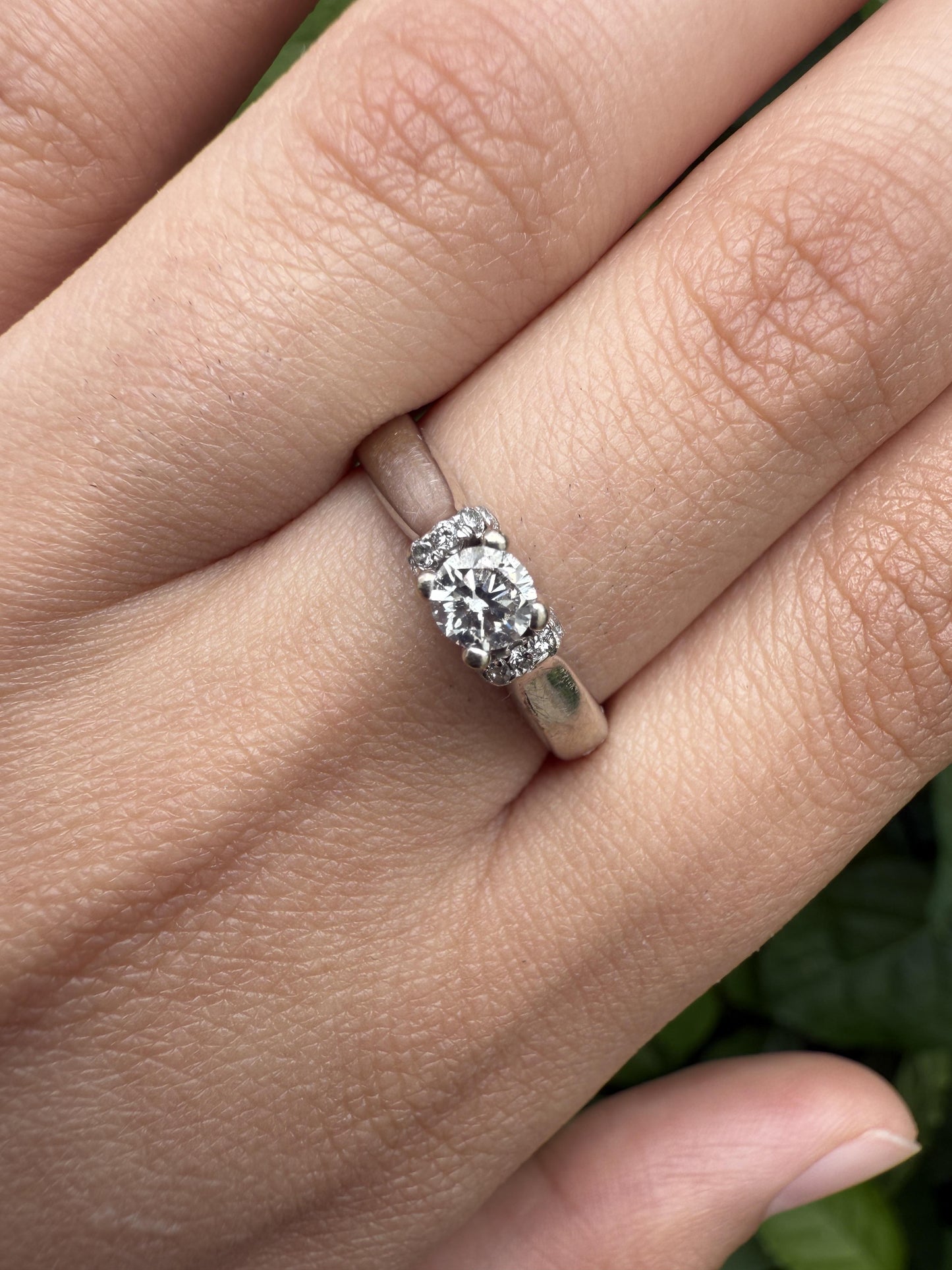 14K White Gold Diamond Ring .51 Total Carat Weight Size 9 IGI Certified