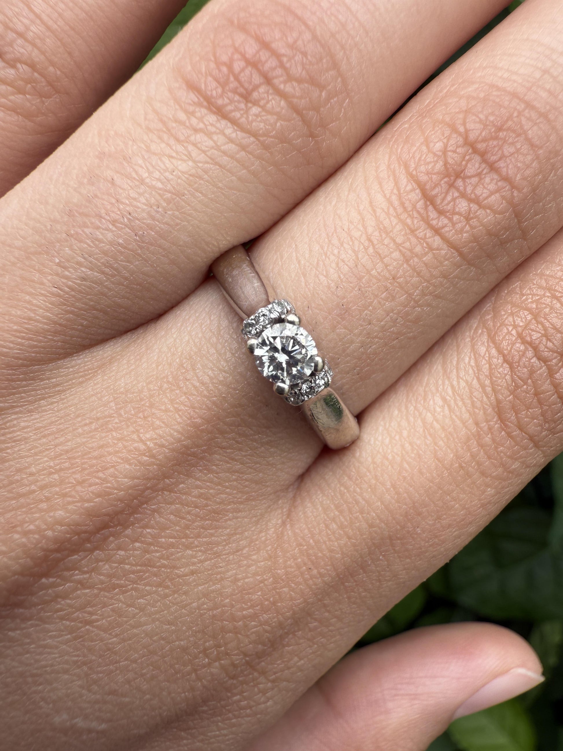 14K White Gold Diamond Ring .51 Total Carat Weight Size 9 IGI Certified
