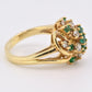 IGI Certified 14K Yellow Gold Emerald & Diamond Cluster Ring Size 4.75