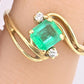 14K Yellow Gold Emerald & Diamond Ring .75 Carat Emerald IGI Certified Size 5.75