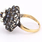 Antique 10K Yellow Gold Ring 1.91ct Natural Sapphires & 0.60ct Opals Size 6.25
