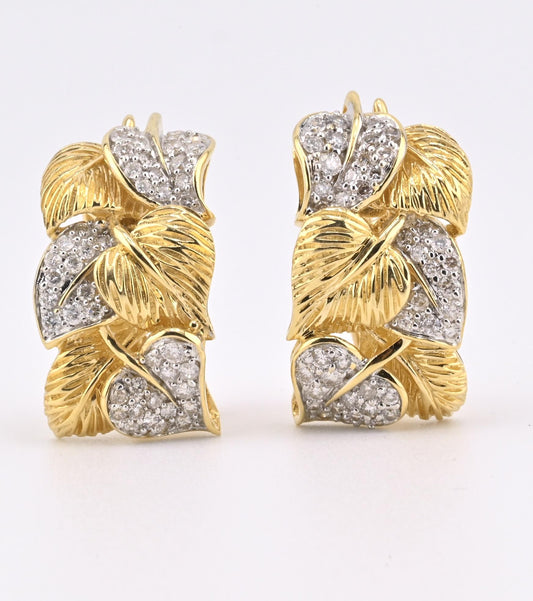 14K Yellow Gold Diamond Earrings with 1.00 Carat of Natural Diamonds IGI Cert.