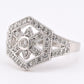 IGI Certified 14K White Gold Geometric Diamond Ring – 0.75 TCW, Size 8