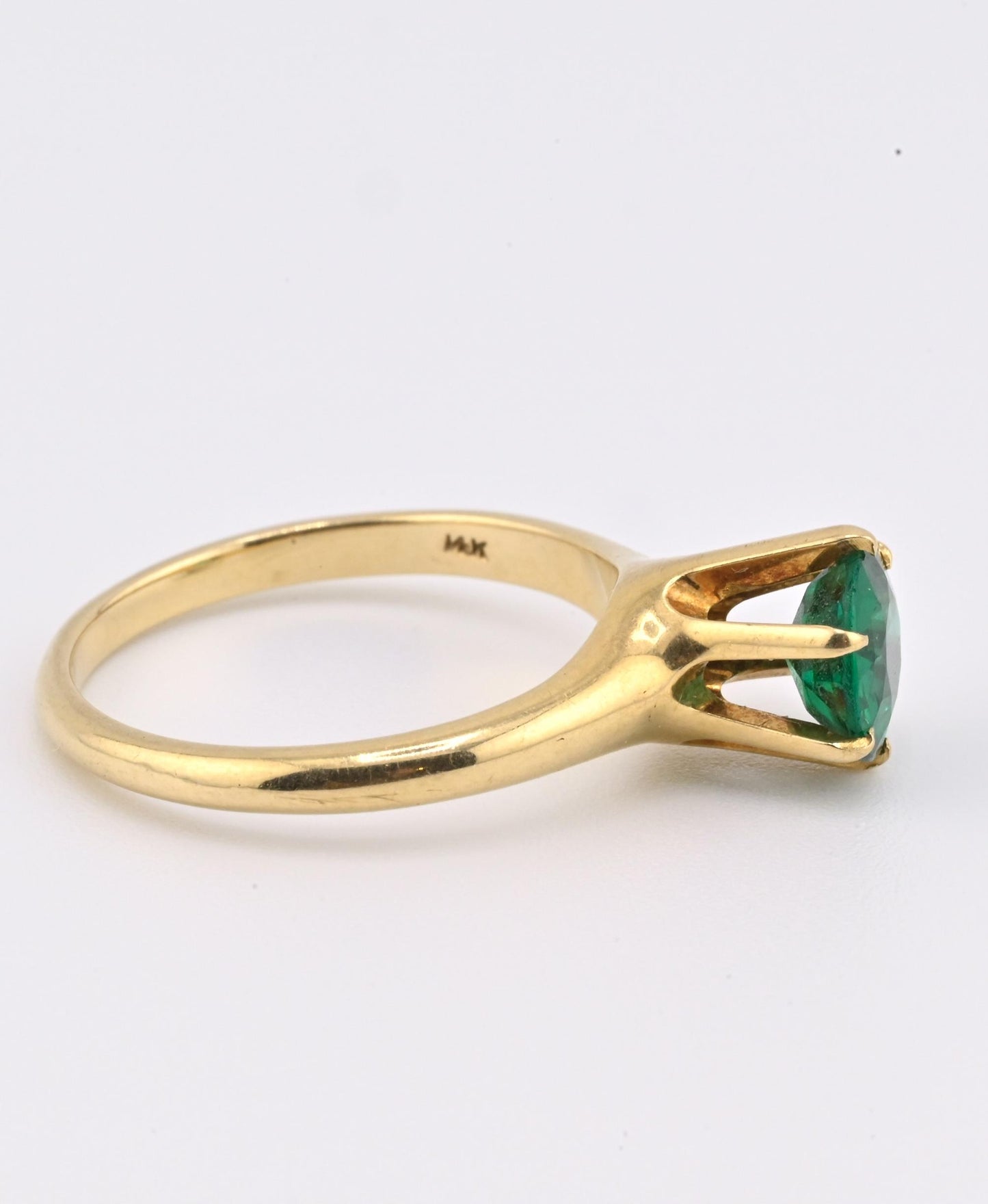 IGI Certified 14K Yellow Gold Ring | Natural Green Gemstone | Size 5.75